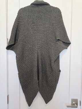 Remain Cozy Olive Knit Poncho Sweater - Women's Layering Wrap Msrp $200+